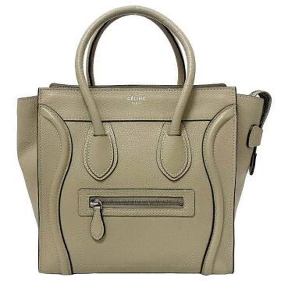 Celine Luggage Tote Bag Beige handbag leather greige zipper top handle - Picture 1 of 9